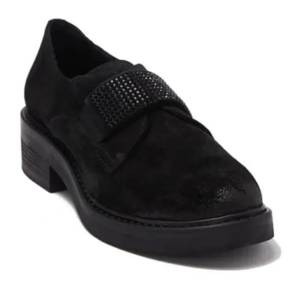 Manas Black Suede Embellished Loafers, Size 10, NWT